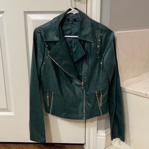 Dark Green pleather jacket. Size L
